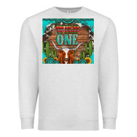 Oatmeal Heather wild one longhorn gemstones cactus and sunflowers Premium Sweatshirt - Artiststas