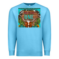 Ocean Blue wild one longhorn gemstones cactus and sunflowers Premium Sweatshirt - Artiststas