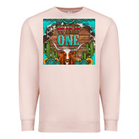 Pale Pink wild one longhorn gemstones cactus and sunflowers Premium Sweatshirt - Artiststas