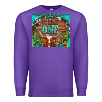 Purple wild one longhorn gemstones cactus and sunflowers Premium Sweatshirt - Artiststas