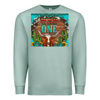 Seafoam wild one longhorn gemstones cactus and sunflowers Premium Sweatshirt - Artiststas