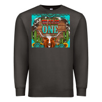 Smoke wild one longhorn gemstones cactus and sunflowers Premium Sweatshirt - Artiststas
