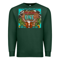 Sports Green wild one longhorn gemstones cactus and sunflowers Premium Sweatshirt - Artiststas