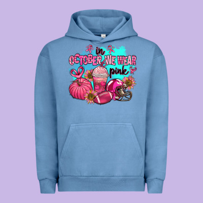 In October We Wear Pink American Football Urban Hoodie Designed By Adodesignshop