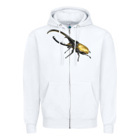 White Hercules Beetle Side Zipper Hoodie - LillyAllenDesigns