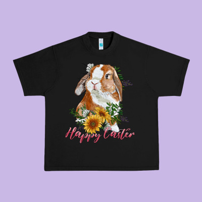 Happy Easter With Bunny And Sunflowers Urban Heavy Tee Designed By Ranaportraitstore