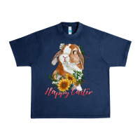 Navy Happy easter with bunny and sunflowers Urban Heavy Tee - RanaPortraitStore