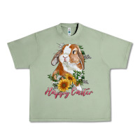 Oil Green Happy easter with bunny and sunflowers Urban Heavy Tee - RanaPortraitStore