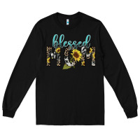 Black Blessed mom sunflower mother's day Long Sleeve Tee - HowdyJamesFarm