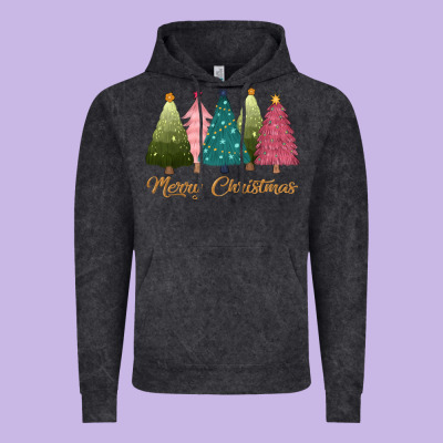 Merry Christmas Trees Vintage Hoodie Designed By Cowgirlartshop