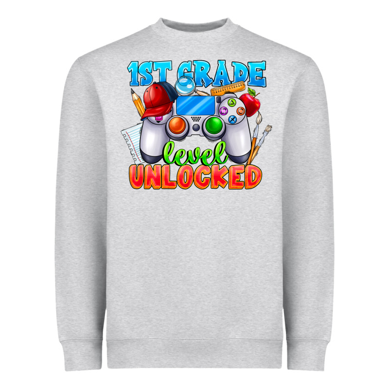 1st Grade Level Unlocked Heavyweight Sweatshirt by CowhideDigitalArt | Teevron