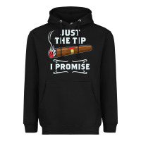 Black Just The Tip Cigar Smoker Gift Funny Cigar Smoking Heavyweight Hoodie - trangStudio