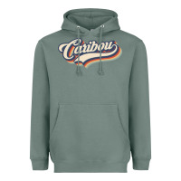 Sage I Love Caribou City Usa Retro Vintage Heavyweight Hoodie - trangStudio