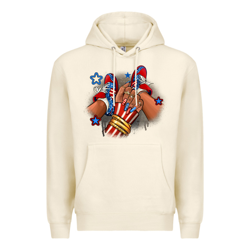America Afro Girl Sneakers Premium Hoodie by RanaPortraitStore | Teevron