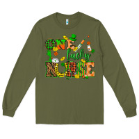 Army Green St. Patricks Day one lucky nurse Long Sleeve Tee - HowdyJamesFarm