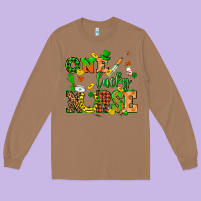 St. Patricks Day One Lucky Nurse Long Sleeve Tee Designed By Howdyjamesfarm