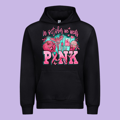 In October We Wear Pink Urban Hoodie Designed By Adodesignshop