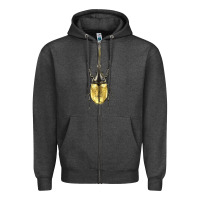 Charcoal Heather hercules beetle Zipper Hoodie - LillyAllenDesigns