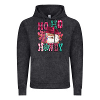 Vintage Black ho ho howdy santa pink christmas Vintage Hoodie - CowGirlArtShop
