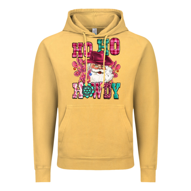 Ho Ho Howdy Santa Pink Christmas Vintage Hoodie by CowGirlArtShop | Teevron
