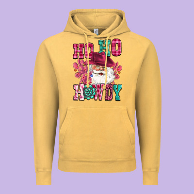 Ho Ho Howdy Santa Pink Christmas Vintage Hoodie Designed By Cowgirlartshop