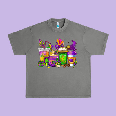 Mardi Gras Coffee Cups Cowgirl Urban Heavy Tee Designed By Cowgirlartshop
