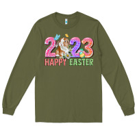 Army Green 2023 Happy Easter Long Sleeve Tee - CowGirlArtShop