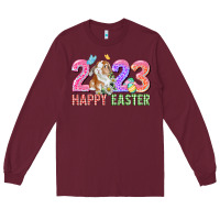 Burgundy 2023 Happy Easter Long Sleeve Tee - CowGirlArtShop