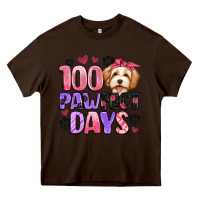 Chocolate Brown 100 pawfect days Heavy Core Tee - Artiststas