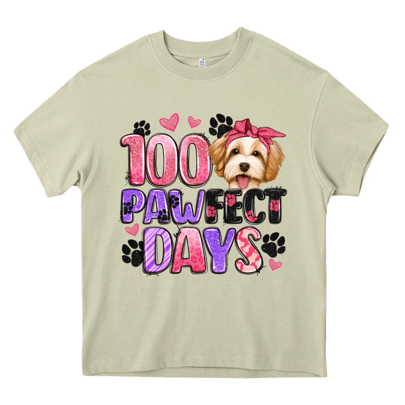 100 Pawfect Days Heavy Core Tee by Artiststas | Teevron
