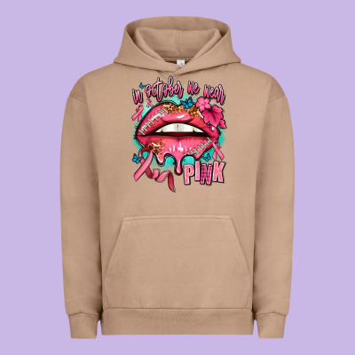 In October We Wear Pink  Lips Urban Hoodie Designed By Adodesignshop