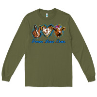 Army Green Peace Love Cows Long Sleeve Tee - Jasminsmagicworld
