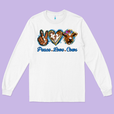 Peace Love Cows Long Sleeve Tee Designed By Jasminsmagicworld