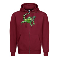 Burgundy İguana Zipper Hoodie - LillyAllenDesigns