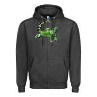 Charcoal Heather İguana Zipper Hoodie - LillyAllenDesigns