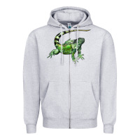 Heather Grey İguana Zipper Hoodie - LillyAllenDesigns