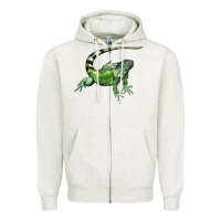 Oatmeal Heather İguana Zipper Hoodie - LillyAllenDesigns