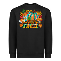 Black Pumpkin Spice Junkie Heavyweight Sweatshirt - CowhideDigitalArt