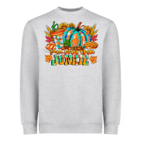 Heather Grey Pumpkin Spice Junkie Heavyweight Sweatshirt - CowhideDigitalArt