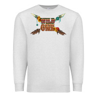 Oatmeal Heather wild one with gemstone and sunflower Premium Sweatshirt - Artiststas