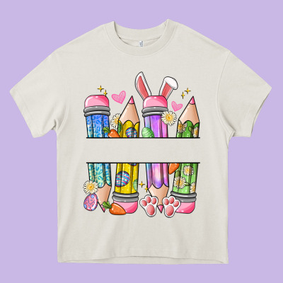 Easter Teacher Pencils Heavy Core Tee Designed By Artiststas