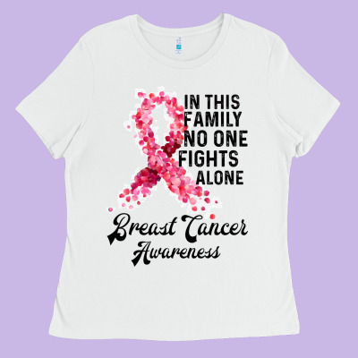 In This Family Fights Alone Breast Cancer Awareness Ladies Tee Designed By Bettercallsaul