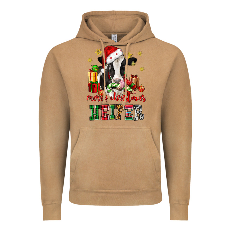 Merry Christmas Heifer Cow Vintage Hoodie by CowGirlArtShop | Teevron