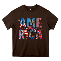 Chocolate Brown america 4th of july Heavy Core Tee - Artiststas