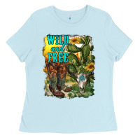 Baby Blue wild and free cowgirl boots Ladies Tee - RanaPortraitStore