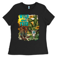Black wild and free cowgirl boots Ladies Tee - RanaPortraitStore