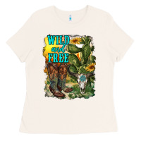 Bone wild and free cowgirl boots Ladies Tee - RanaPortraitStore