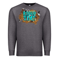 Charcoal Heather rodeo time  with leopard and cowhide Premium Sweatshirt - Artiststas
