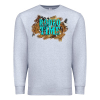 Heather Grey rodeo time  with leopard and cowhide Premium Sweatshirt - Artiststas