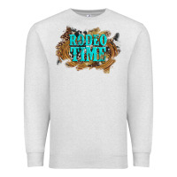 Oatmeal Heather rodeo time  with leopard and cowhide Premium Sweatshirt - Artiststas